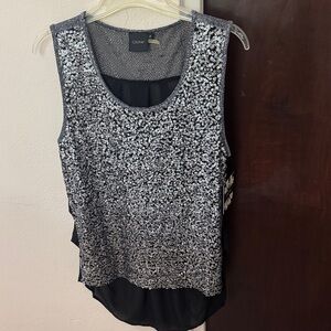 Cider Silver and Black Sequin Blouse